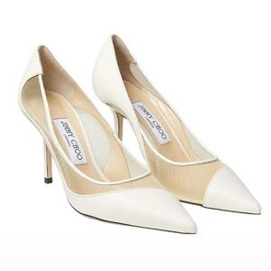 Jimmy Choo White Mesh heels pumps